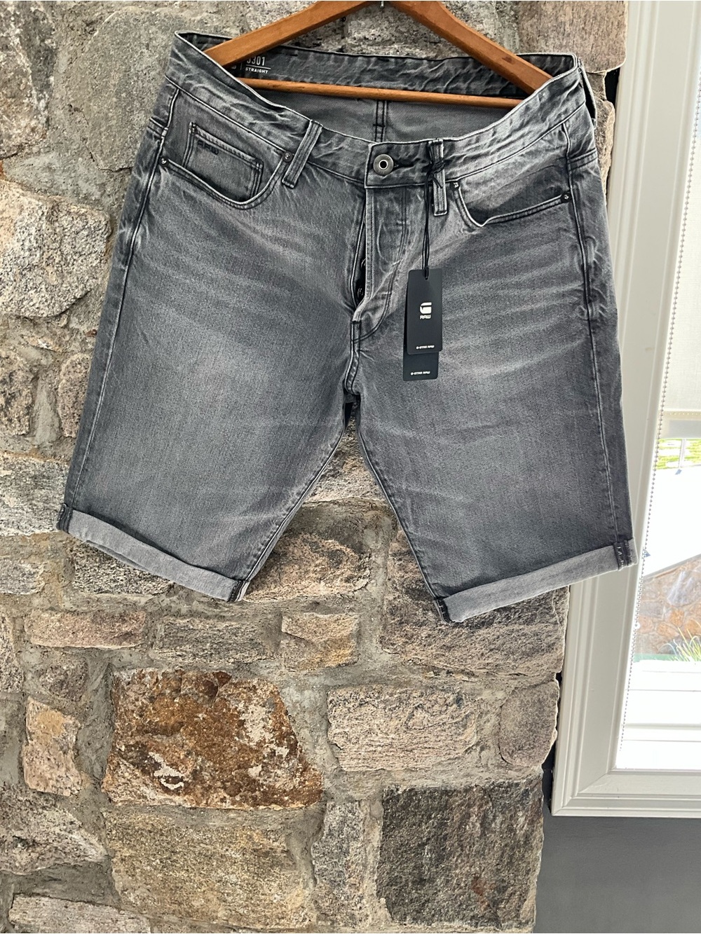 G-Star Washed Gray Denim Short Shorts